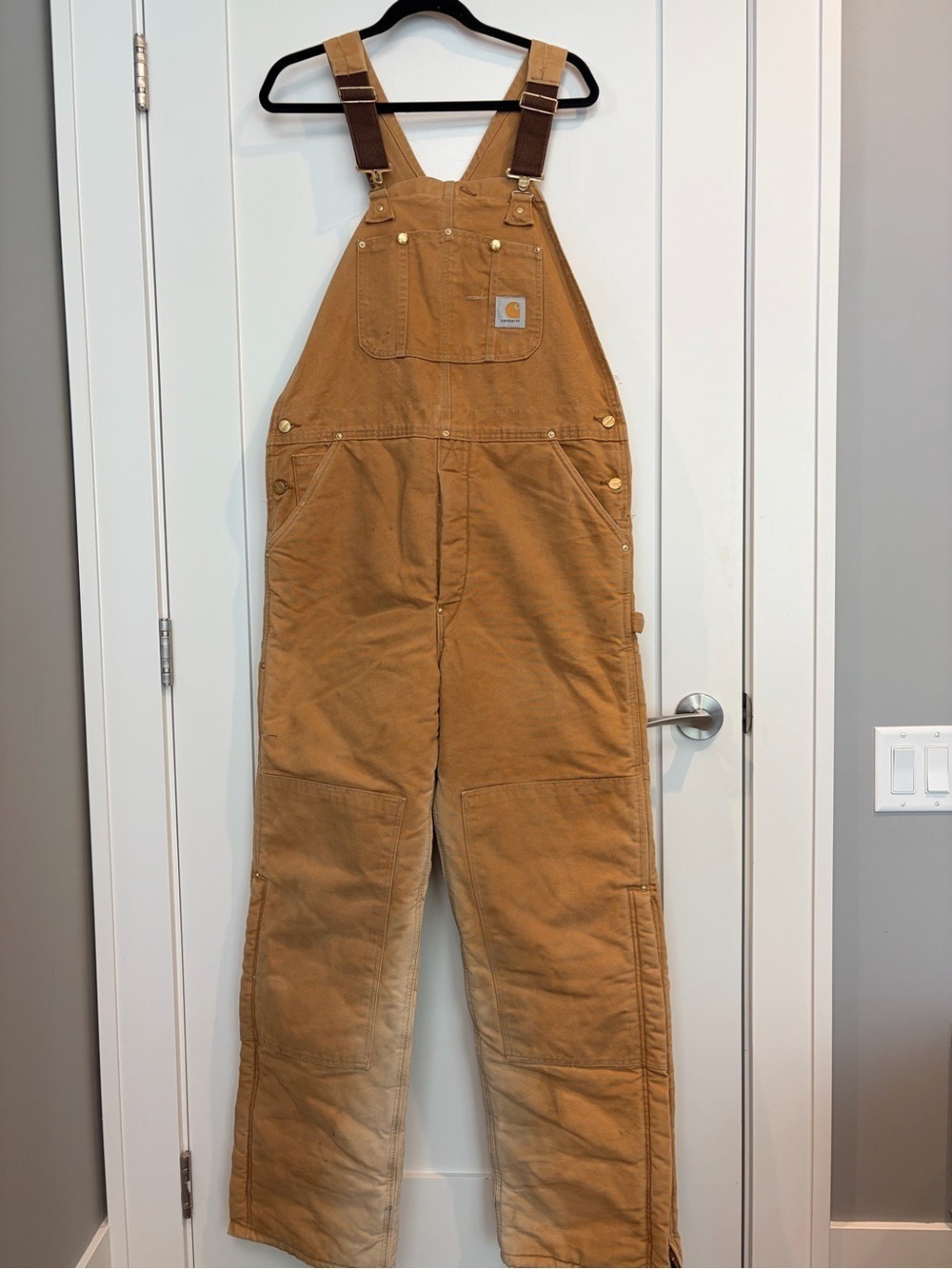 Vintage Y2K Carhartt Duck Canvas Double Knee Bib Overalls Workwear Distressed